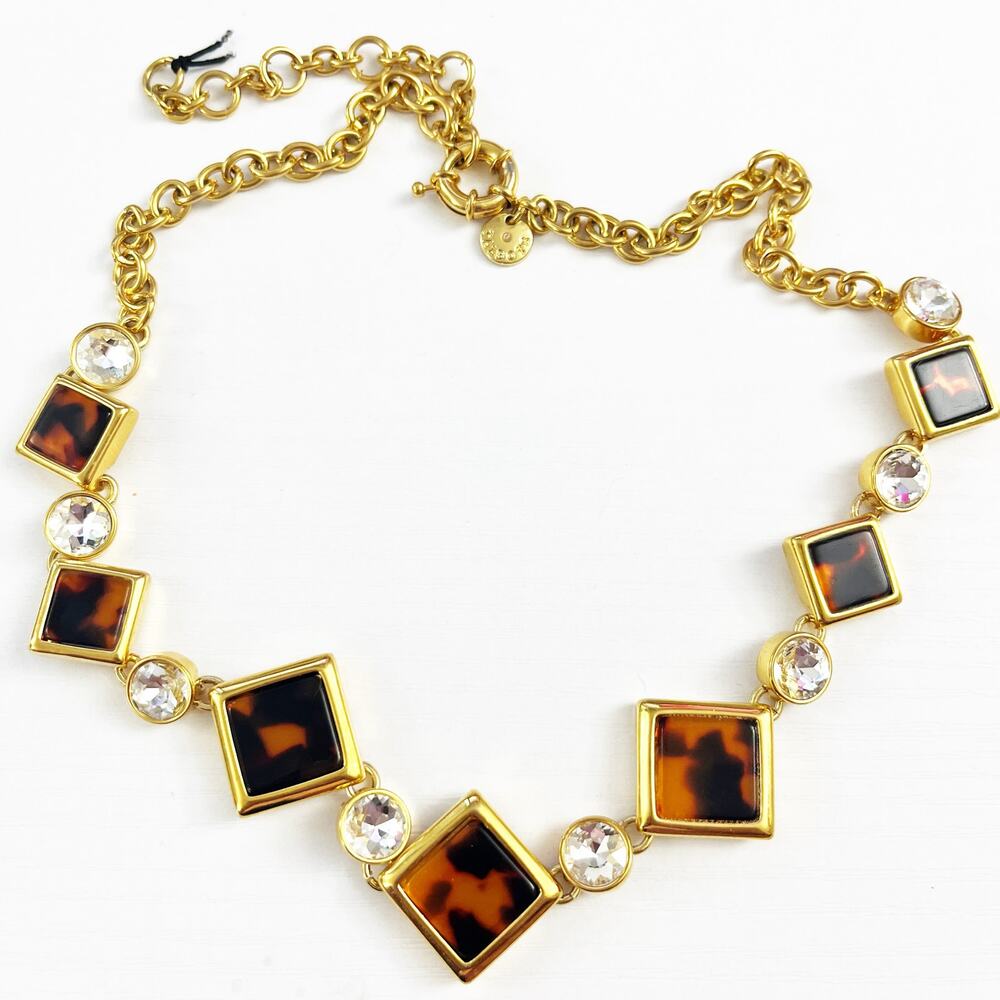 NEW Talbots Tortoise Shell Faux Gold-Tone Necklace